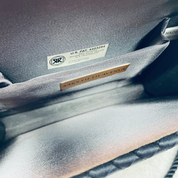 EUC Saks Fifth Avenue Clutch w/Strap, Dark Navy, Pocket, 7" L x 5" T x 2" Deep - Picture 5 of 13